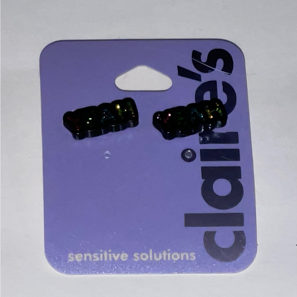 Claire’s Sensitive Solutions Multi Color YEAH Sparkle Pierced Earrings